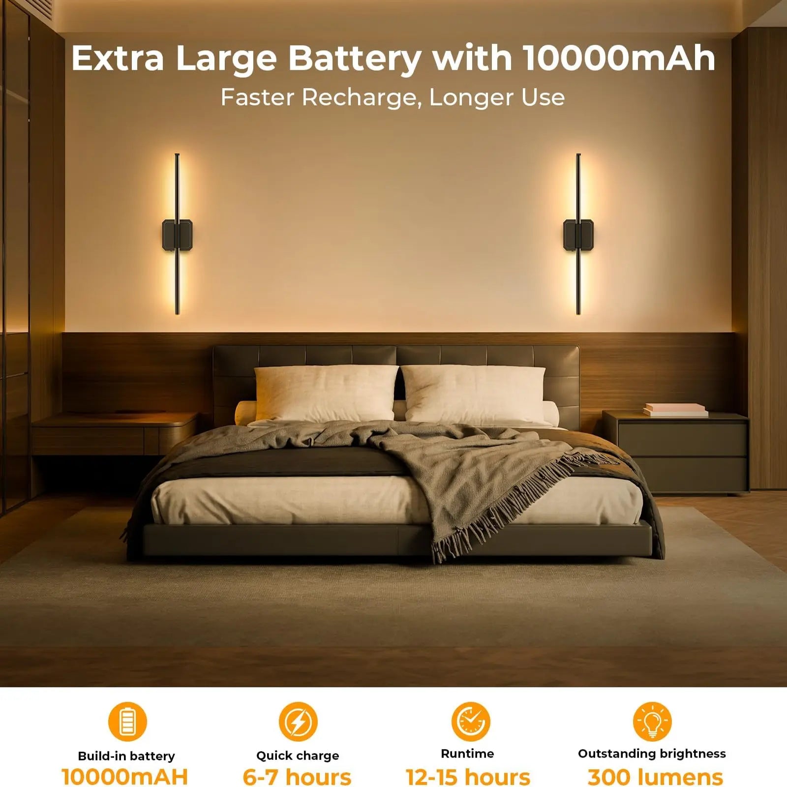 GALENTAL Flexible Arm Cordless Wall Sconces, 10000Mah Battery, 3 Color Temperatures (3000K/4000K/6000K), Stepless Dimmable Brightness, Easy Install with Remote, for Indoor Decoration, Dealsforyoudays
