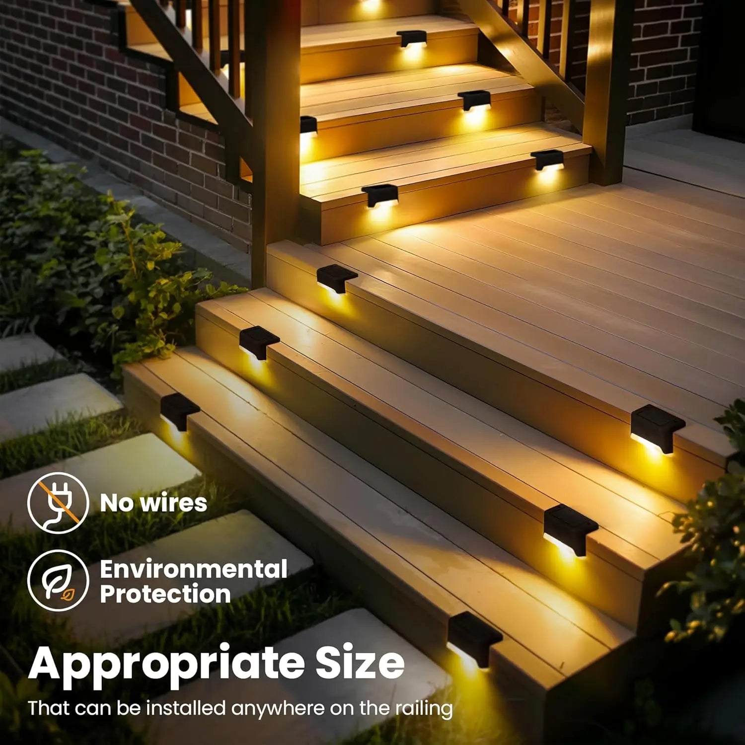 ISUNMEA 20 Solar Stair Lights, Waterproof LED Stair Lights, Outdoor Stair Lighting, Automatic Sensor Lighting Stair Lights, Stair Lights with Easy Installation. Solar Fiber Optic Lighting System Indoor
