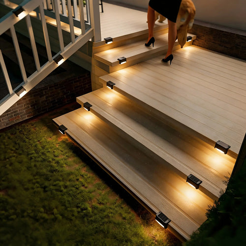 ISUNMEA 20 Solar Stair Lights, Waterproof LED Stair Lights, Outdoor Stair Lighting, Automatic Sensor Lighting Stair Lights, Stair Lights with Easy Installation. Solar Fiber Optic Lighting System Indoor