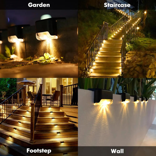ISUNMEA 20 Solar Stair Lights, Waterproof LED Stair Lights, Outdoor Stair Lighting, Automatic Sensor Lighting Stair Lights, Stair Lights with Easy Installation. Solar Fiber Optic Lighting System Indoor