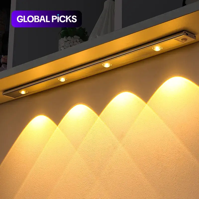 Motion Sensor Light, Usb-Rechargeable LED Sensor Lamp with Adjustable Lighting Modes, Dimmable Lighting, Wireless LED Light for Kitchen Cabinets, Bedrooms and Wardrobes, Night Light for Home Decor and Ambient Lighting #GLOBAL PICKS